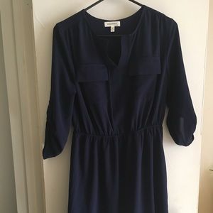 Blue dress great for office settings or casual day